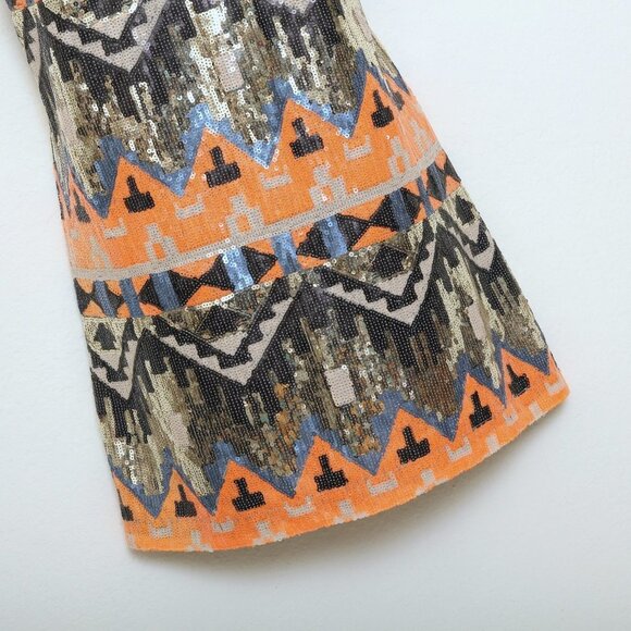 Nasty Gal Sequin Party Sleeveless Sequins Aztec Geometric Multicolor Mini Dress - Picture 9 of 11
